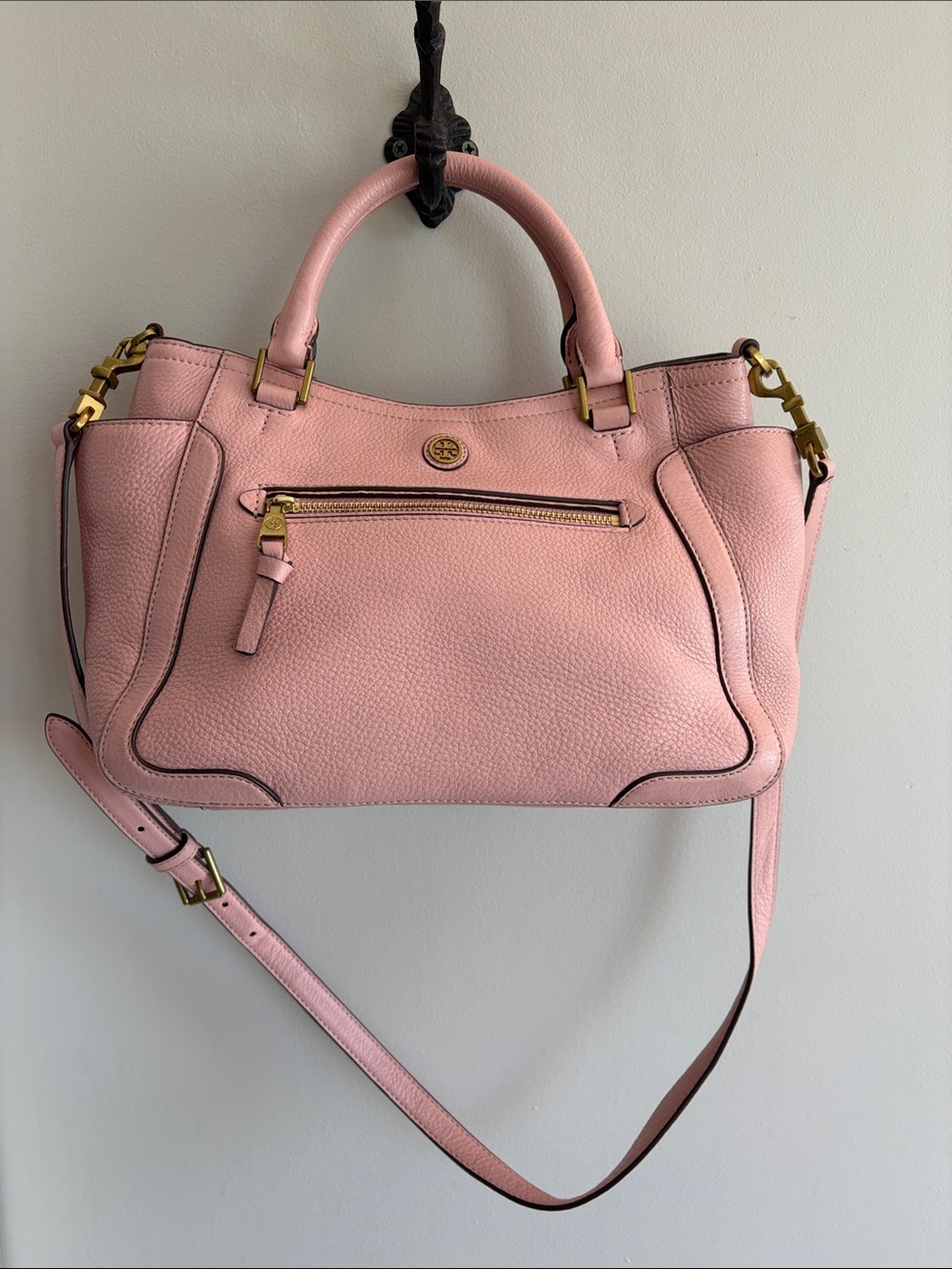 Tory Burch Frances Leather Satchel with Gold Tone Hardware